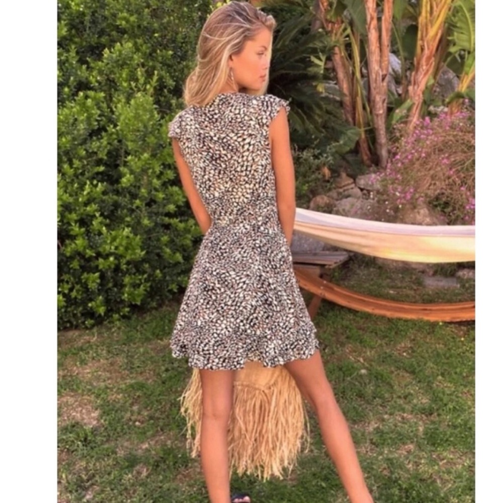 FREE PEOPLE | flutter sleeved animal print wrap dress